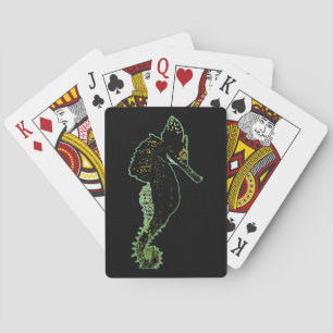 Jeu De Cartes Vecteur de Cheval de Mer Vert Dessin Cartes de Jeu
