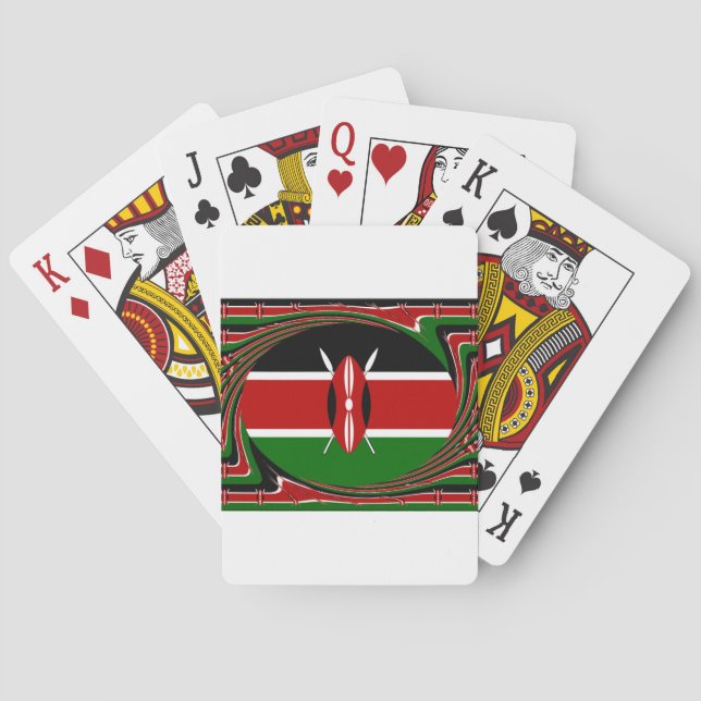 Jeu De Cartes Vecteur Drapeau Dynamique Kenyan : Un Design Énerg (dos)