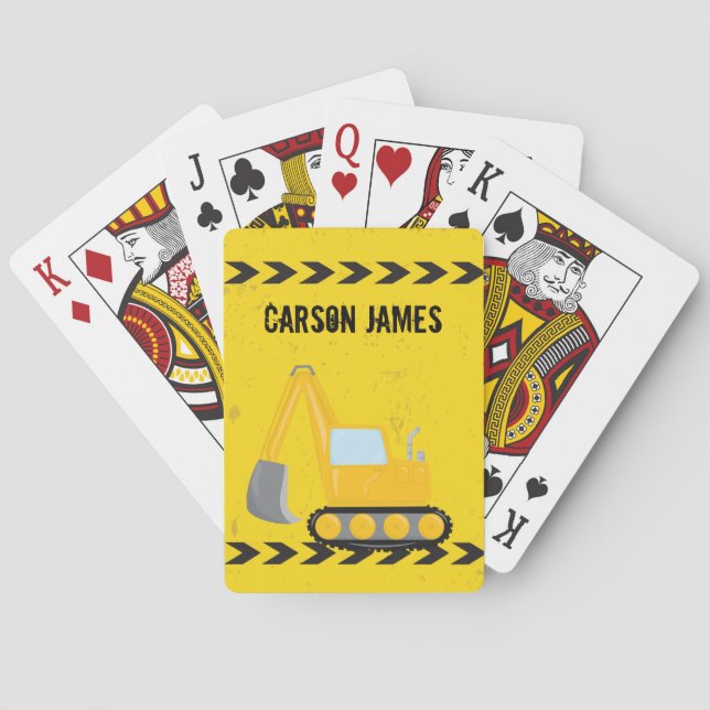 Jeu De Cartes Véhicule de construction Personnalisé Jaune Enfant (dos)