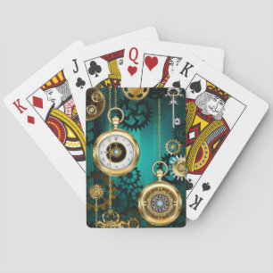 Jeu De Cartes Veille bijoux Steampunk sur un Arrière - plan vert