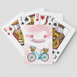 Jeu De Cartes Vélos à fleurs roses modernes