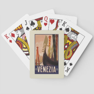 Jeu De Cartes Venise Italie Affiche de Voyage Vintage