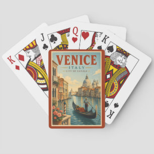 Jeu De Cartes Venise Italie Canaux Illustration Voyage Art Rétro