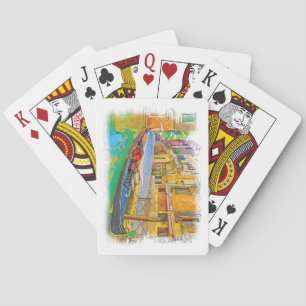 Jeu De Cartes Venise Italie Paysage tiré à la main
