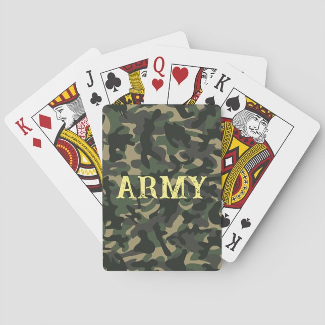 Jeu De Cartes Vert camouflage militaire de l'armée (dos)