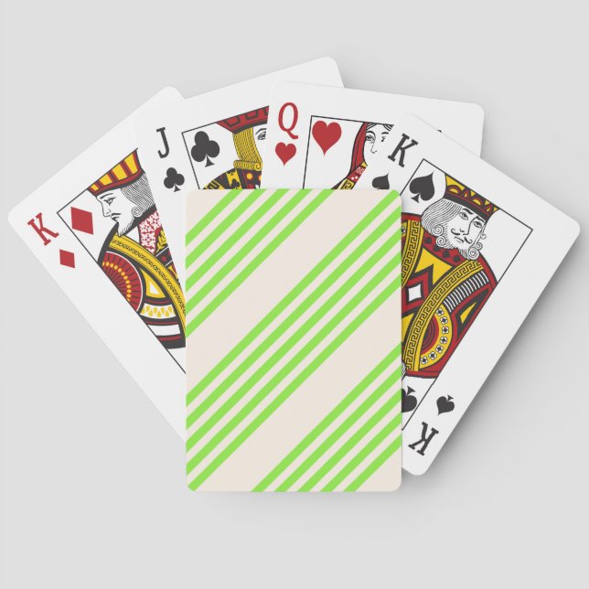 Jeu De Cartes Vert citron vert et beige cinq rayures motif (dos)