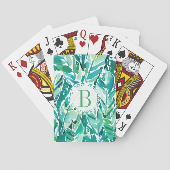 Jeu De Cartes Vert de JUNGLE de FEUILLE de BANANE tropical (dos)