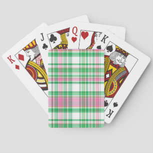 Jeu De Cartes Vert émeraude, Rose Chaud, Madras blanc Preppy Pla