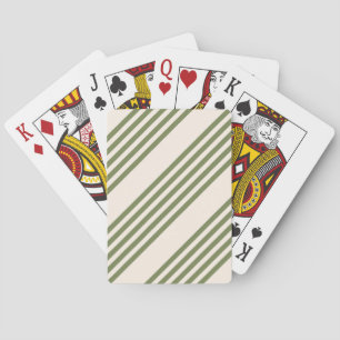 Jeu De Cartes Vert olive et beige cinq rayures motif