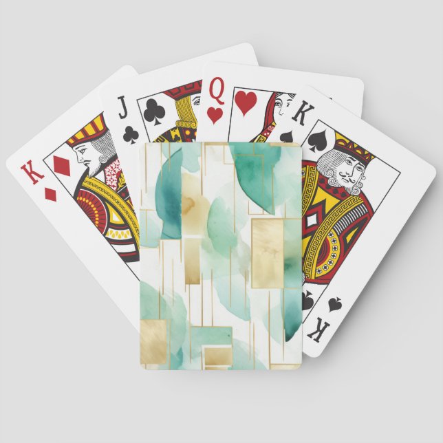 Jeu De Cartes Vert Or blanc Abstrait (dos)