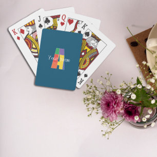 Jeu De Cartes Vert violet jaune rouge Monogramme initial A bleu