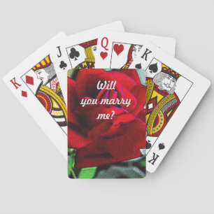 Jeu De Cartes "Veux-tu m'épouser ?" message sur rose rouge