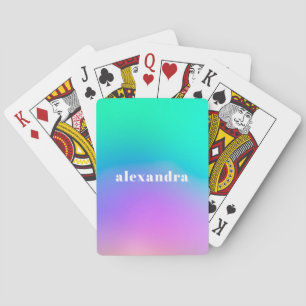 Jeu De Cartes Vibrant vert violet Abstrait Unicorne dégradant 