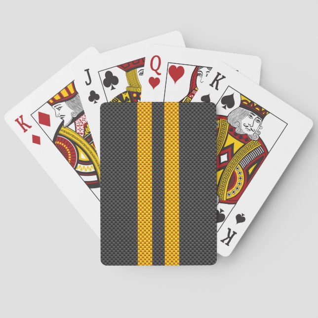 Jeu De Cartes Vibrant Yellow Racing Stripes Carbon Fiber Style (dos)