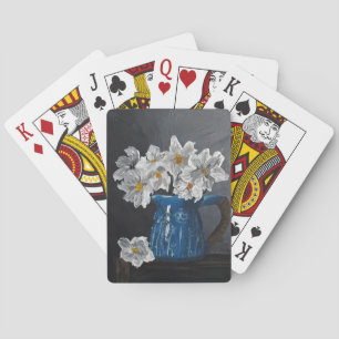 Jeu De Cartes Vie morte : fleurs blanches dans un lanceur bleu