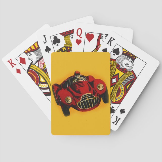 Jeu De Cartes Vieille voiture de course automatique jaune rouge (dos)