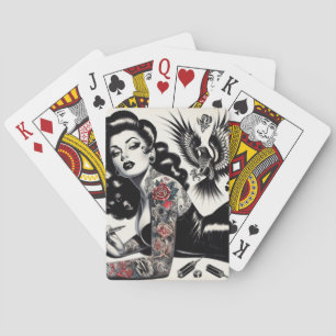 Jeu De Cartes Vielle écolière tatouée