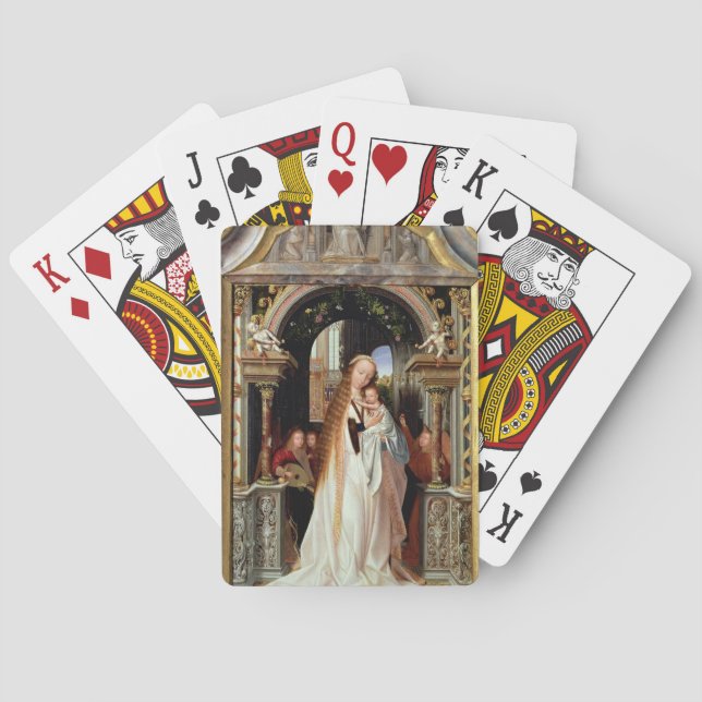 Jeu De Cartes Vierge et enfant avec trois anges, panneau central (dos)