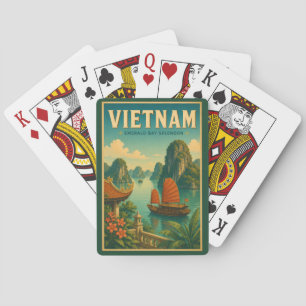 Jeu De Cartes Vietnam baie d'Halong Illustration Voyage Art Rétr
