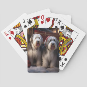 Jeu De Cartes Vieux anglais Cheepdog Snowy Sleigh Décor de Noël