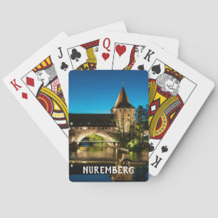 Jeu De Cartes Vieux pont médiéval la nuit à Nuremberg