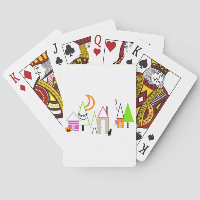 Jeu De Cartes village halloween personnalisé noir orange violet (dos)