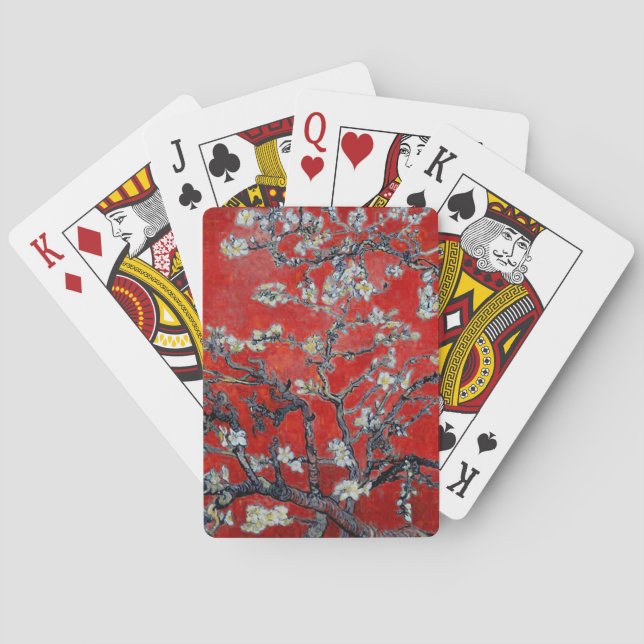 Jeu De Cartes Vincent van Gogh Branches avec amande rouge fleurs (dos)