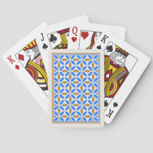 Jeu De Cartes Vintage Bleu Brown Barcelone Pétales Carreaux géom
