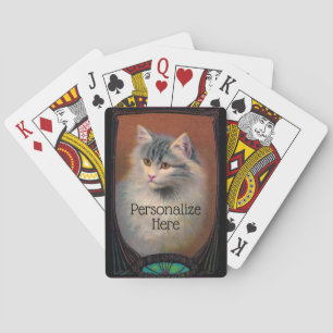 Jeu De Cartes Vintage chat illustration art nouveau portrait de 