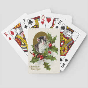 Jeu De Cartes Vintage Christmas Kitten