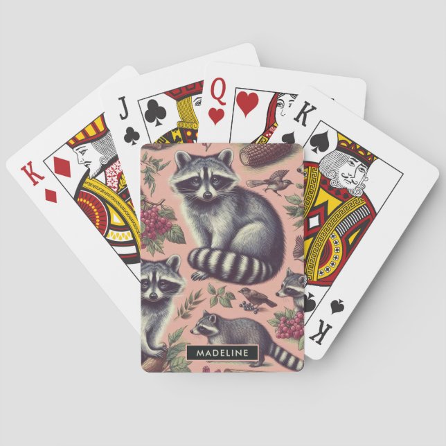 Jeu De Cartes Vintage Cute Racoon (dos)