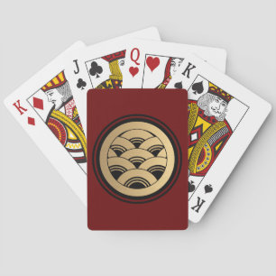 Jeu De Cartes Vintage Faux Gold Japon Kamon Waves Vector Art