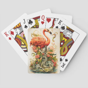 Jeu De Cartes Vintage Flamants roses Fleurs naturelles Paradis