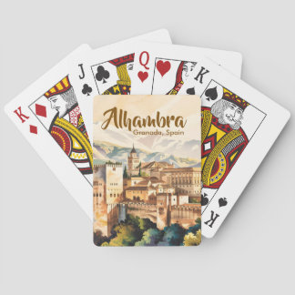 Jeu De Cartes Vintage Granada Spain Alhambra Watercolor Travel