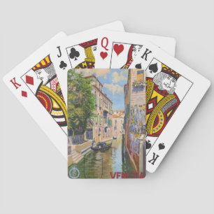 Jeu De Cartes Vintage Grand Canal Gondolas Venise Italie Voyage