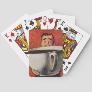 Jeu De Cartes Vintage Happy Man Boire la Coupe Géante de Café