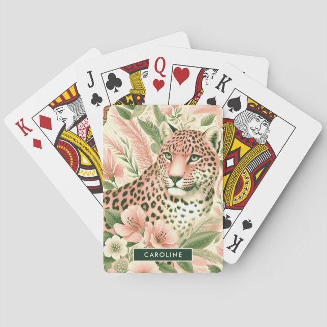 Jeu De Cartes Vintage léopard de la jungle florale (dos)