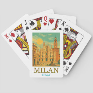 Jeu De Cartes Vintage Milan Italie Voyage Duomo rétro
