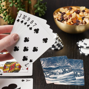 Jeu De Cartes Vintage Noël, Paysage de montagne d'hiver