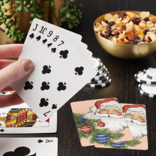 Jeu De Cartes Vintage Noël Père Noël avec Arbre