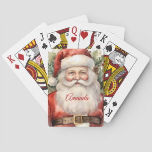 Jeu De Cartes Vintage Noël Père Noël Souriant