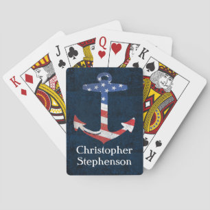 Jeu De Cartes Vintage Personnalisé Drapeau américain Ancre nauti