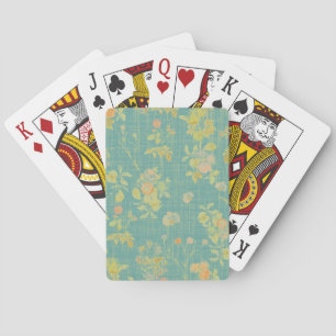 Jeu De Cartes Vintage Ressort  Ressort Floral Motif Turquoise