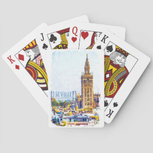 Jeu De Cartes Vintage Séville Espagne Cathédrale Ville Vue