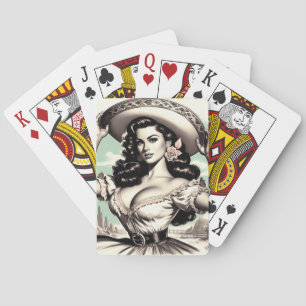 Jeu De Cartes Vintage Sombrero Pin-up