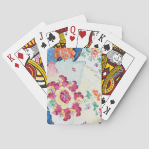 Jeu De Cartes vintage Tabac Feuille bleu blanc rose vert floral