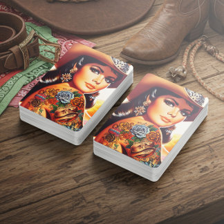 Jeu De Cartes Vintage Tattooed Cowgirl