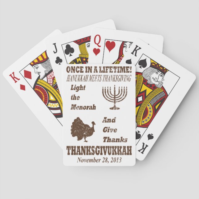 Jeu De Cartes Vintage Thanksgiving rencontre Hanoukka Poker Cart (dos)