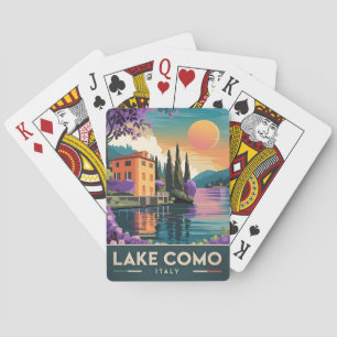 Jeu De Cartes Vintage voyage Lac de Côme Italie coucher de solei