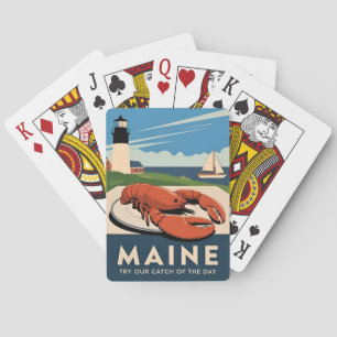 Jeu De Cartes Vintage voyage Maine Homard Fruits de mer Rétro Pi